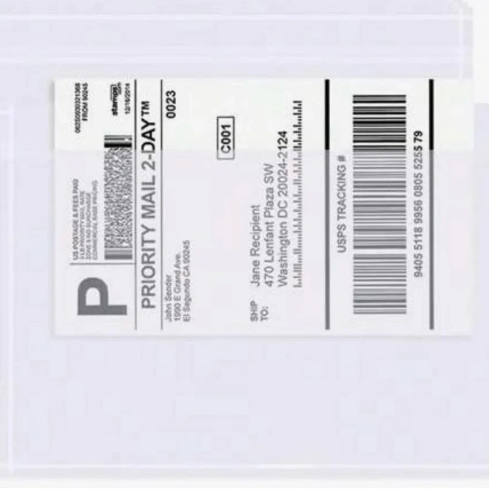 10 Clear Shipping Envelope for Labels 7.5X5.5”